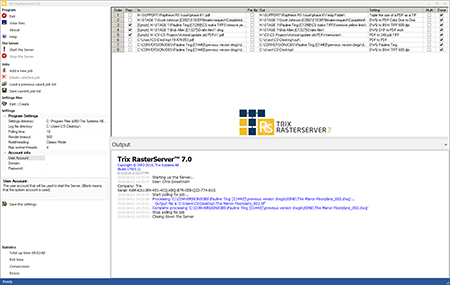 Trix RasterServer User Interface Screenshot