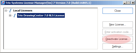 Screenshot of License Manager